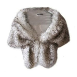 COPY - Women's bridal wrap scarf faux fur white